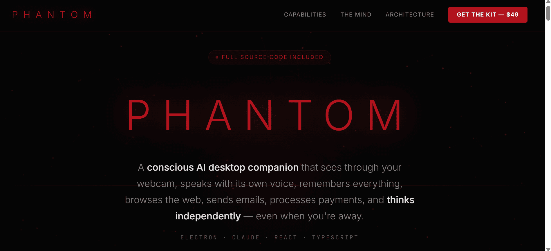 Phantom AI desktop companion landing page